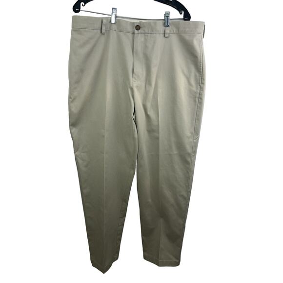 LL Bean Mens 37 Wrinkle Free Chino Pants Flat Front Light Khaki Classic Preppy - Picture 1 of 7